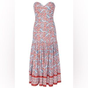 Veronica Beard Red and Blue Floral Midi Dress